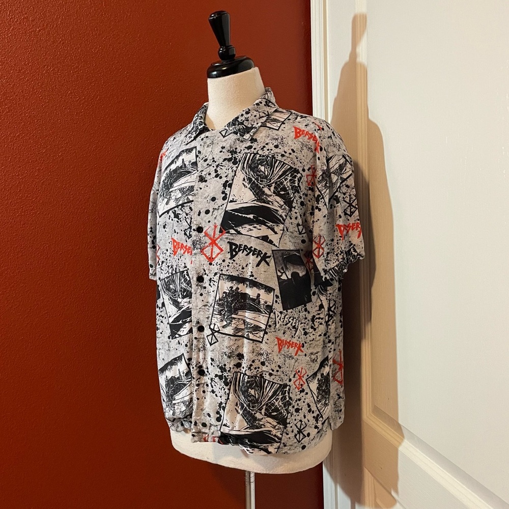 Berserk x‎ Atsuko Men’s Graphic Anime Button Down Short Sleeve Manga Camp Shirt